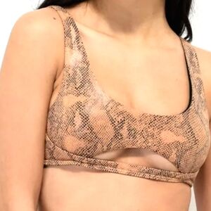 Fashion Nova Tan Snake Skin Swim Top/Bralette size XL